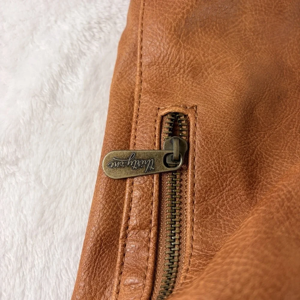Thirty-One High Street Backpack Caramel Distressed Pebble Bag Tote Vegan Leather